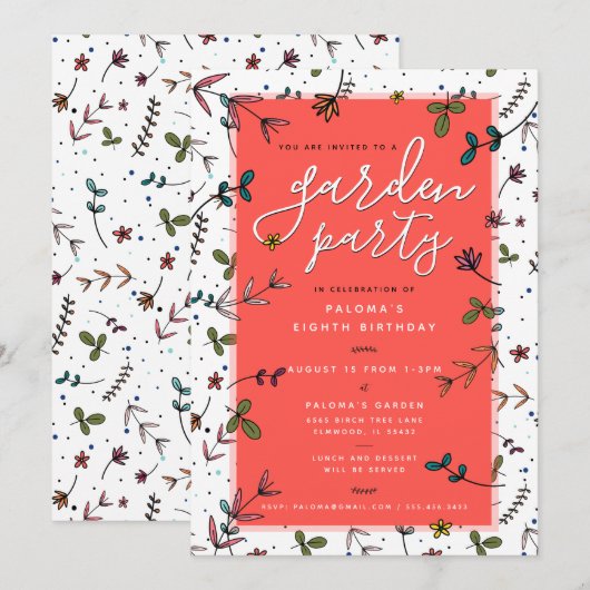 Invitation Fête dans le jardin (Devant / Derrière)