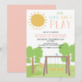 Invitation Fête dans le parc aire de jeux Anniversaire (Devant / Derrière)