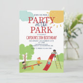 Invitation Fête dans le parc aire de jeux Anniversaire (Debout devant)