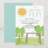 Invitation Fête dans le parc aire de jeux Anniversaire (Devant / Derrière)