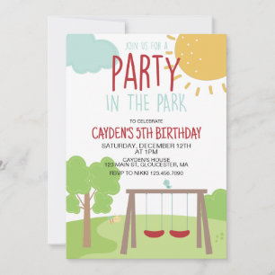 Invitation Fête dans le parc de jeux d'anniversaire