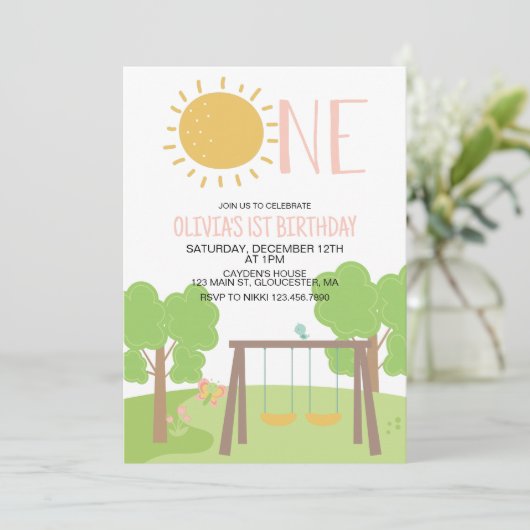 Invitation Fête dans le parc Playground 1er anniversaire (Debout devant)