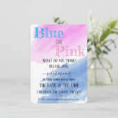 Invitation Fête D'Aquarelle Bleue Ou Rose De La Révélation De (Debout devant)