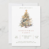 Invitation Fête d'arbre de Noël simple Watercolor (Devant)