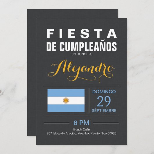 Invitation Fête d'Argentine (Devant / Derrière)