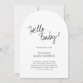 Invitation Fête d'arrivée Bébé Bonjour Minimaliste (Devant)