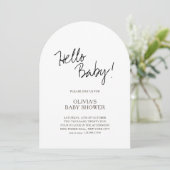 Invitation Fête d'arrivée Bébé Bonjour Minimaliste (Debout devant)