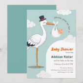 Invitation Fête d'arrivée de bébé garçon Stork Special Delive (Devant / Derrière)