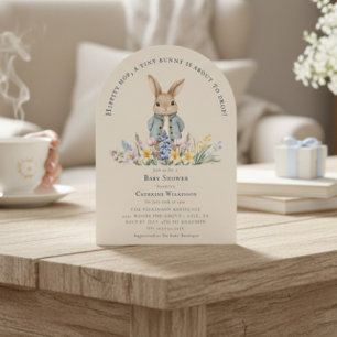 Invitation Fête d'arrivée de bébé Hippity Hop Bunny Floral Aq