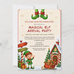 Invitation Fête d'arrivée de l'elfe Fête de Noël au Pôle No