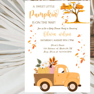 Invitation Fête d'arrivée d'une petite citrouille adorable