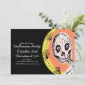 Invitation Fête d'art de squelette d'Halloween (Debout devant)