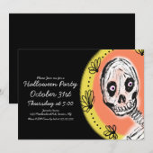 Invitation Fête d'art de squelette d'Halloween (Devant / Derrière)