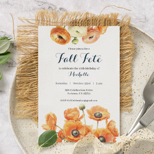 Invitation Fête d'automne Automne Fête d'anniversaire Orange 