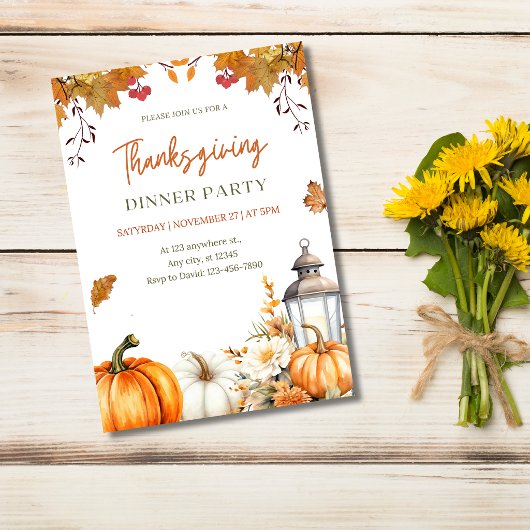 Invitation Fête d'automne citrouille et lanterne