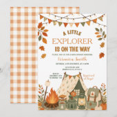 Invitation Fête d'automne de camping Petit Explorateur Bébé (Devant / Derrière)