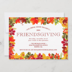 Invitation Fête d'automne de Friendsgiving Joyeuse