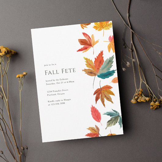 Invitation Fête d'automne des feuilles qui tombent