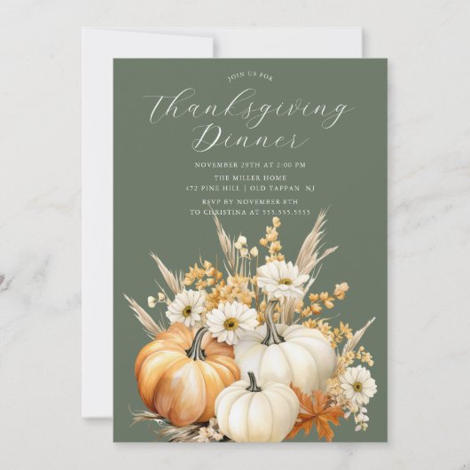 Invitation Fête d'automne Dîner d'action de grâces (Devant)