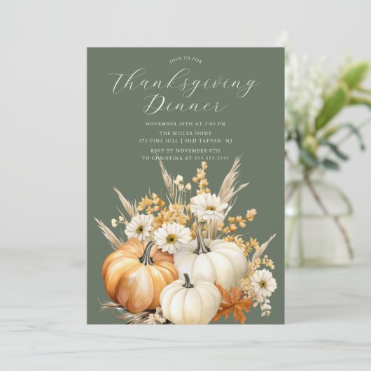 Invitation Fête d'automne Dîner d'action de grâces (Debout devant)