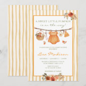 Invitation Fête d'automne Douce petite citrouille Linge à béb (Devant / Derrière)