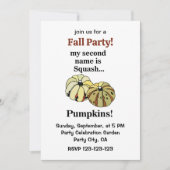 Invitation Fête d'automne drôle à thème citrouille (Devant)