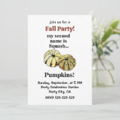 Invitation Fête d'automne drôle avec citrouille (Debout devant)