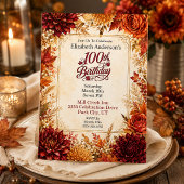 Invitation Fête de 100e anniversaire d'automne de luxe