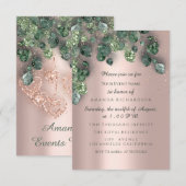Invitation Fête de 16 ans douce Fête de mariage Rose Menthe (Devant / Derrière)
