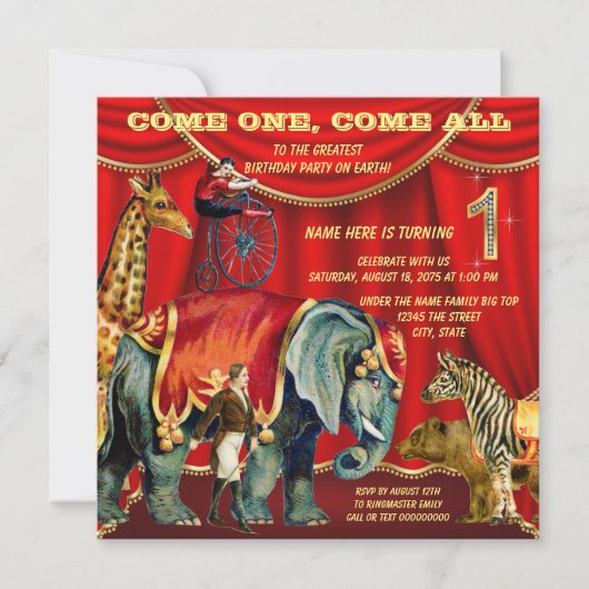 Invitation Fête de 1er anniversaire (Devant)