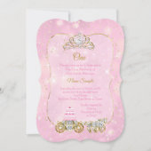 Invitation Fête de 1er anniversaire Cendrillon Pink Carriage  (Devant)