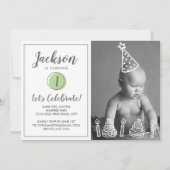 Invitation Fête de 1er anniversaire du garçon Photo Candles C (Devant)