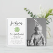 Invitation Fête de 1er anniversaire du garçon Photo Candles C (Debout devant)