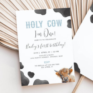 Invitation Fête de 1er anniversaire sur le thème de la vache