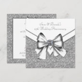 Invitation Fête de 25e anniversaire de mariage Argent Paillet (Devant / Derrière)