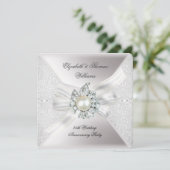 Invitation Fête de 25e anniversaire de mariage dentelle perle (Debout devant)