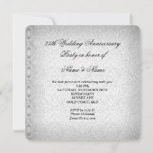 Invitation Fête de 25e anniversaire de mariage Perle Argent (Dos)