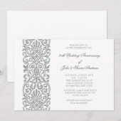 Invitation Fête de 25e anniversaire de mariage Silver Border (Devant / Derrière)