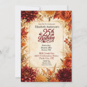 Invitation Fête de 25e anniversaire Luxe Automne (Devant)