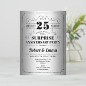 Invitation Fête de 25e anniversaire surprise - Noir argenté (Debout devant)