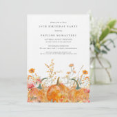 Invitation Fête de 30 ans d'automne de luxe avec citrouille e (Debout devant)