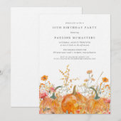 Invitation Fête de 30 ans d'automne de luxe avec citrouille e (Devant / Derrière)