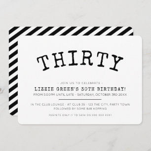 Invitation Fête de 30ème anniversaire simple moderne minimali