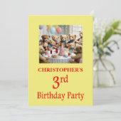 Invitation fête de 3e anniversaire Nounours (Debout devant)