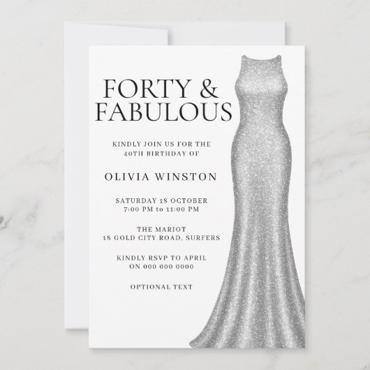 Invitation Fête de 40e anniversaire des femmes habillées d'ar (Devant)