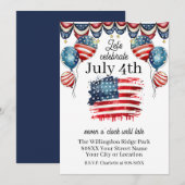 Invitation Fête de 4 juillet patriotique (Devant / Derrière)