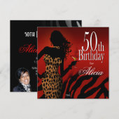 Invitation Fête de 50 ans cocktail bombshell léopard (Devant / Derrière)