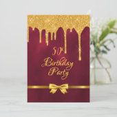 Invitation fête de 50e anniversaire burgundy or arc parties s (Debout devant)