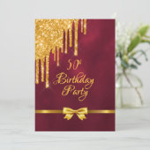 Invitation fête de 50e anniversaire burgundy or arc parties s (Debout devant)