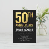 Invitation Fête de 50e anniversaire de mariage Noir & Or (Debout devant)